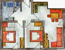 Floor plan flat 2 in the guesthouse Apart Walch