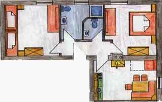 Floor plan flat 3 in the guesthouse Walch in the Tyrolean Oberland