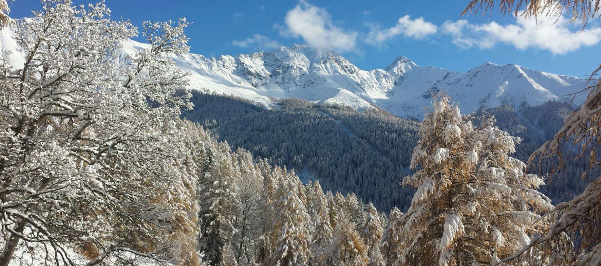 Winter landscape with mountain range and snow