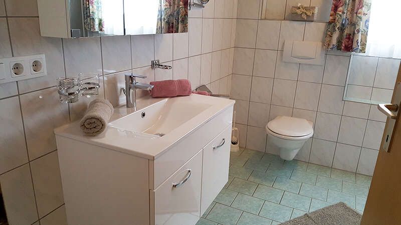 Bathroom with toilet in apartment 1 in the Walch guest house